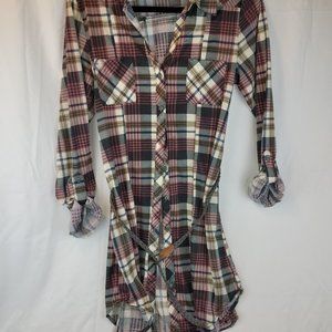 Passport plaid dress with belt